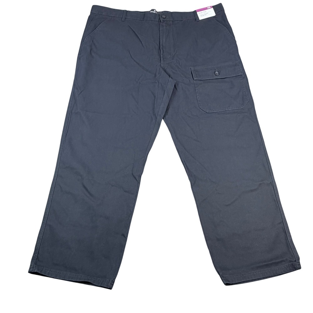 Houston White Mens XXL Black Cotton Straight Leg Elastic‎ Waist Cargo Pants 1003